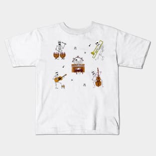 5 Skeleton Musicians - Piano, Drums, Guitar, Bass & Trombone Kids T-Shirt